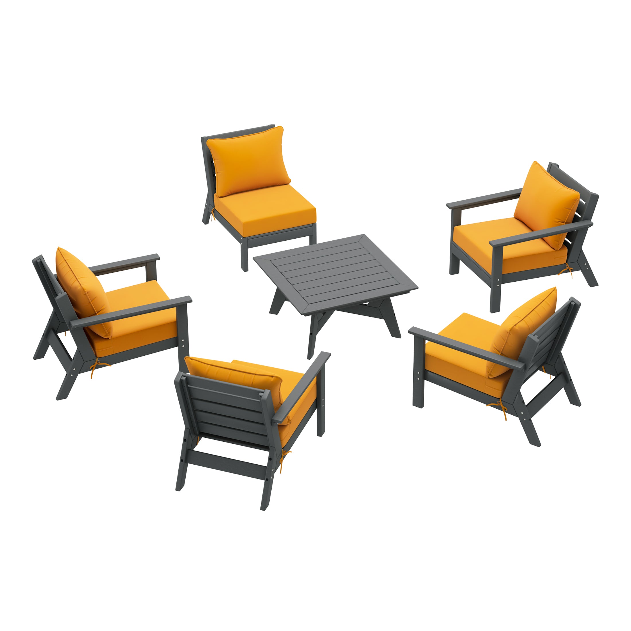 Avalon Outdoor 6-Piece Modular Sectional Patio Furniture Sofa Set in Gray Frame