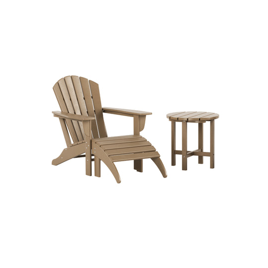 Dylan Outdoor Adirondack Chair With Ottoman And Side Table 3-Piece Set