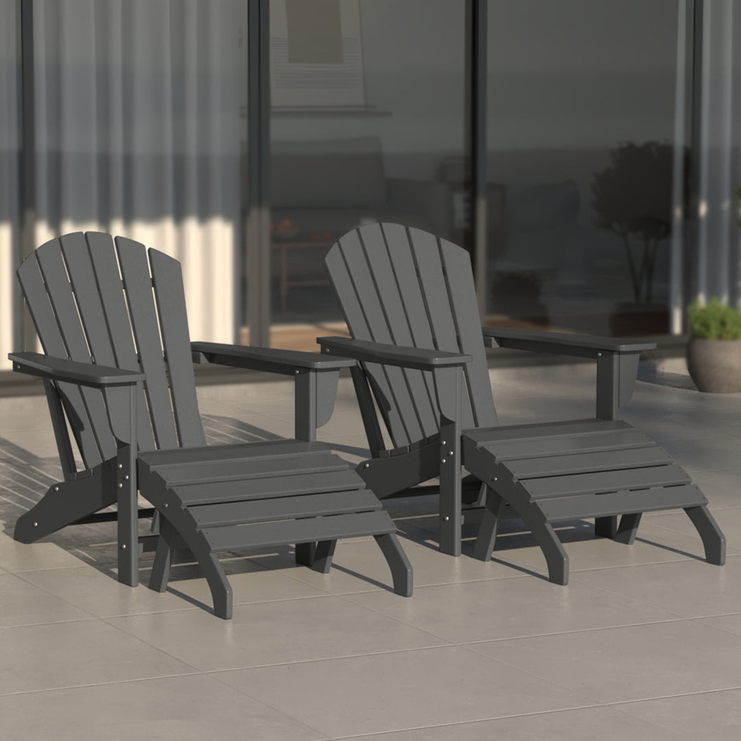 Dylan Outdoor Adirondack Chair With Ottoman 4-Piece Set