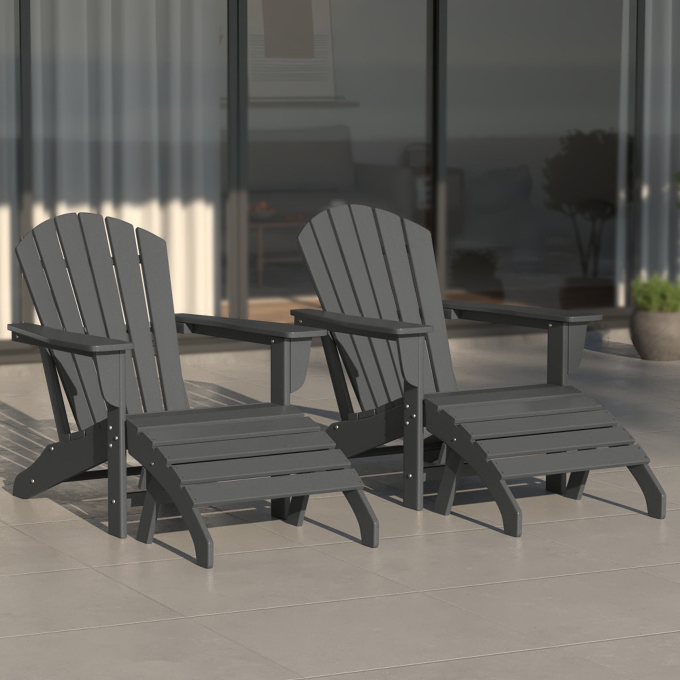 Dylan Outdoor Adirondack Chair With Ottoman 4-Piece Set