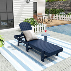 Dylan Adirondack reclining chaise lounge in Navy Blue styled outdoors
