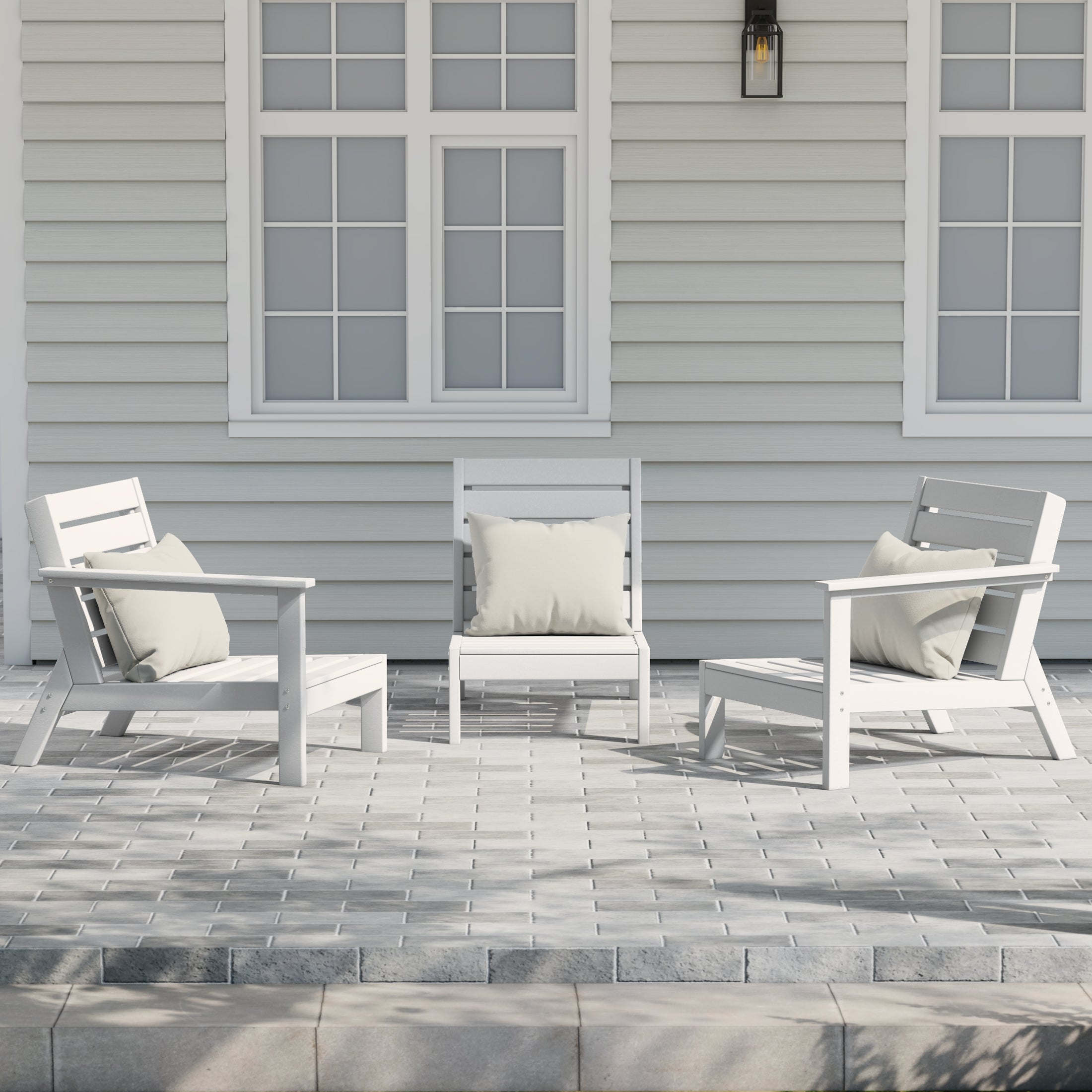 Avalon Outdoor Patio 3-Piece HDPE Deep Seating Sectional Sofa