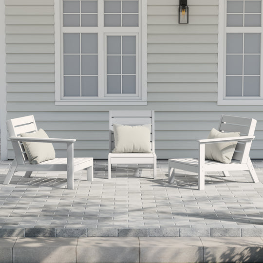 Avalon Outdoor Patio 3-Piece HDPE Deep Seating Sectional Sofa