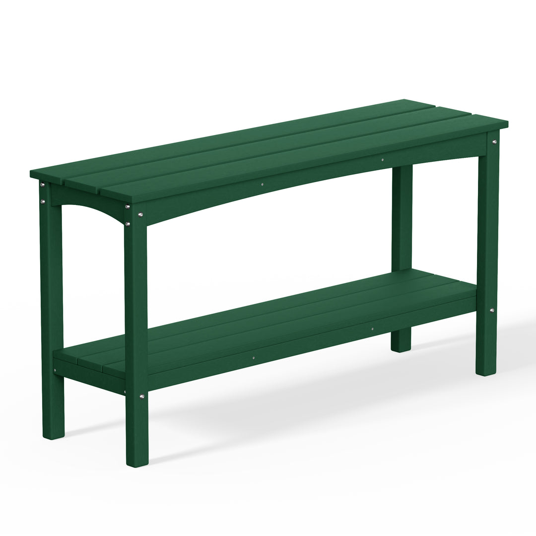 Malibu 55" Outdoor Patio HDPE Adirondack 2-Tier Shelf Console Table