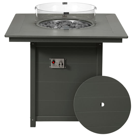 Helios 42" Modern Outdoor Patio Gas Propane Square Fire Pit Table