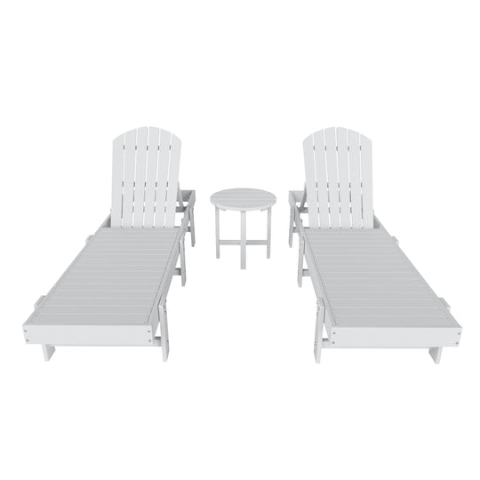 Dylan 3 Piece Adirondack Poly Reclining Chaise Lounge