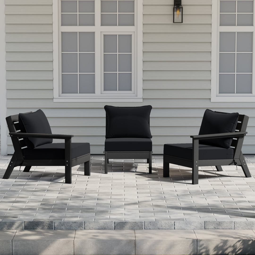 Avalon Outdoor Patio HDPE Sectional Sofa with Patio Cushions