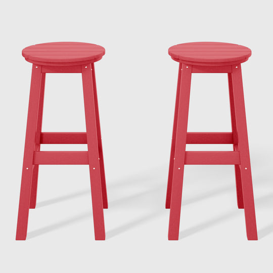 Malibu 29" HDPE Outdoor Patio Round Bar Stool (Set of 2)