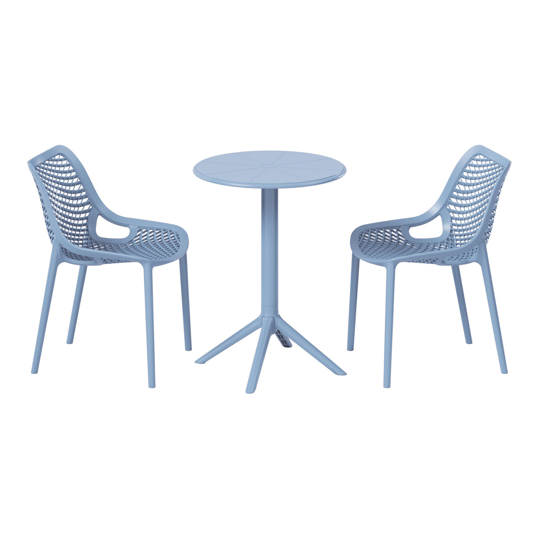 Playa 3-Piece Outdoor Resin Patio Bistro Set with Stackable Patio Dining Side Chairs