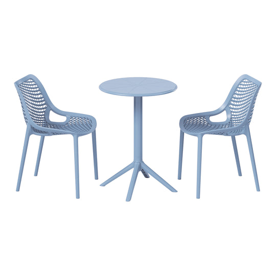 Playa 3-Piece Outdoor Resin Patio Bistro Set with Stackable Patio Dining Side Chairs
