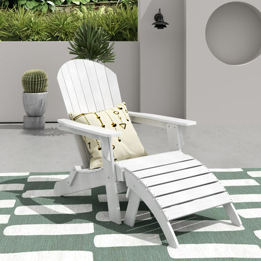 Tuscany HIPS 2-Piece Outdoor Folding Adirondack Chair With Folding Ottoman Set