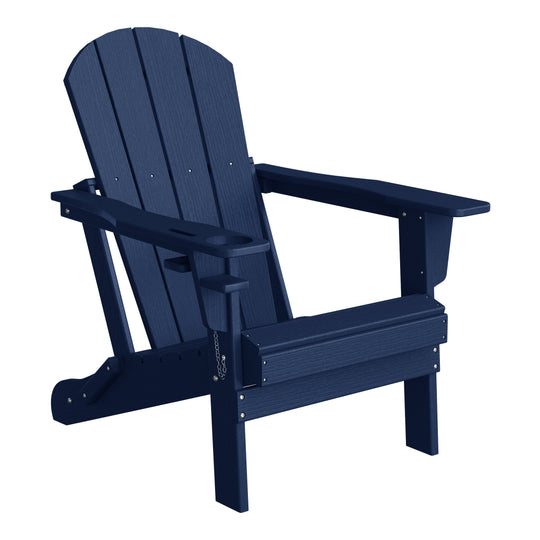Nantucket Outdoor Patio HDPE Resin Folding Adirondack Chairs With Cup Holder and Phone Holder (Set of Two)