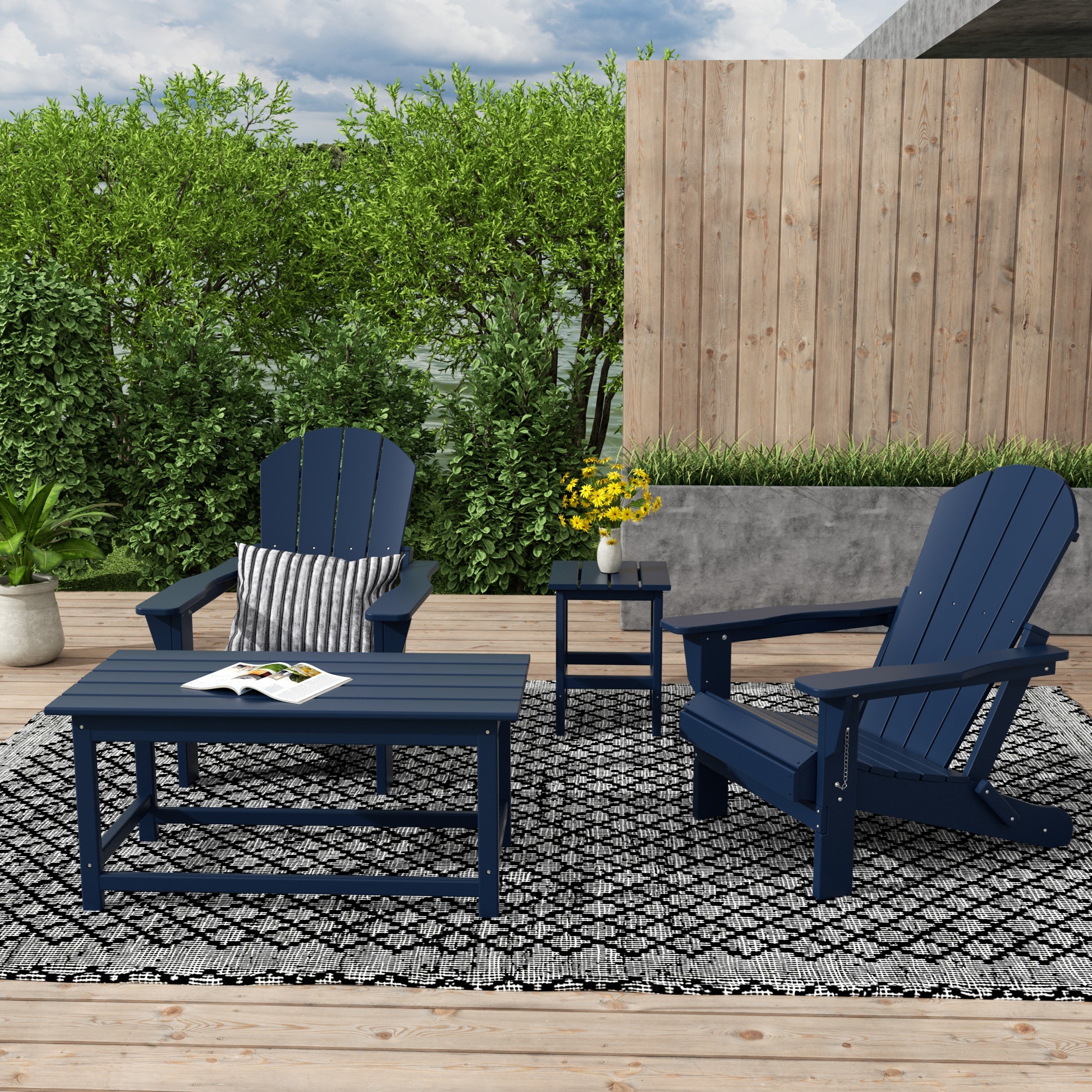Malibu 4-Piece set Outdoor / Patio Poly Adirondack chairs with a Coffee and a side table ( 2 seater )