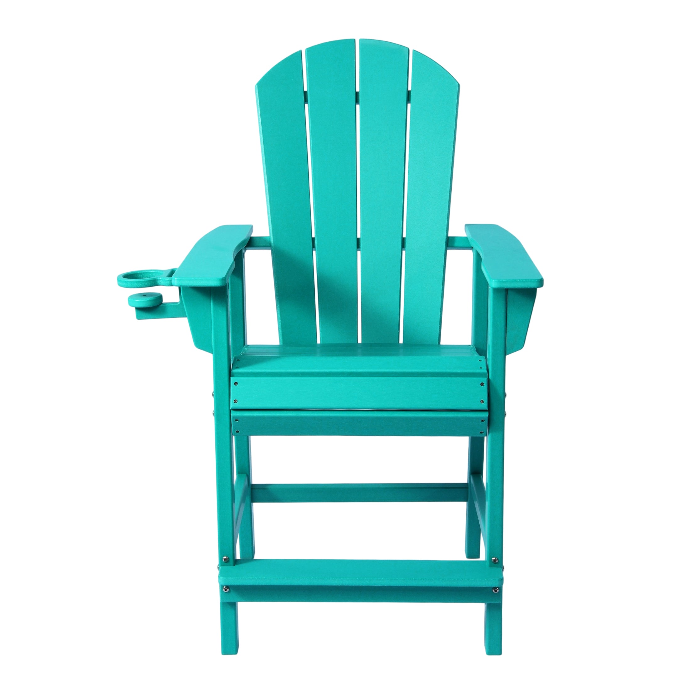 Malibu Outdoor HDPE  Tall Adirondack Counter Height Bar Chair With Cup Holder