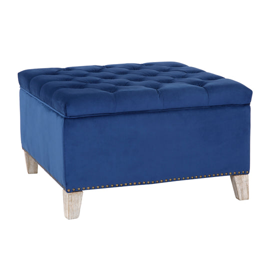 Wordford Square Velvet Tufted Storage Ottoman