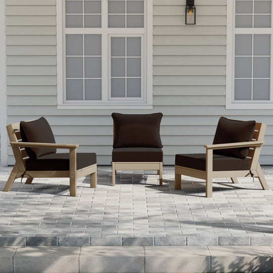 Avalon Outdoor Patio HDPE Sectional Sofa with Patio Cushions