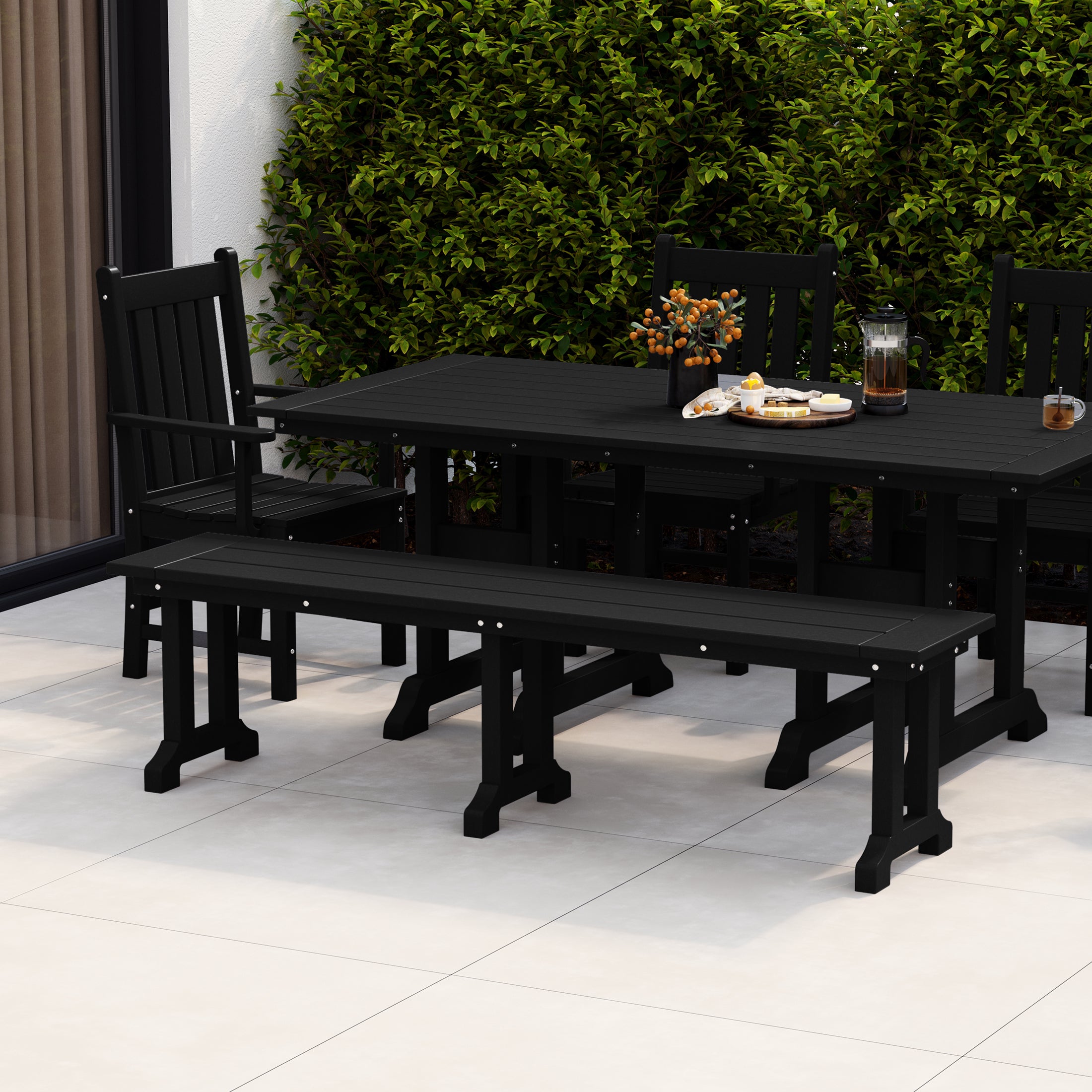Malibu 65" Outdoor Patio Trestle Dining Bench