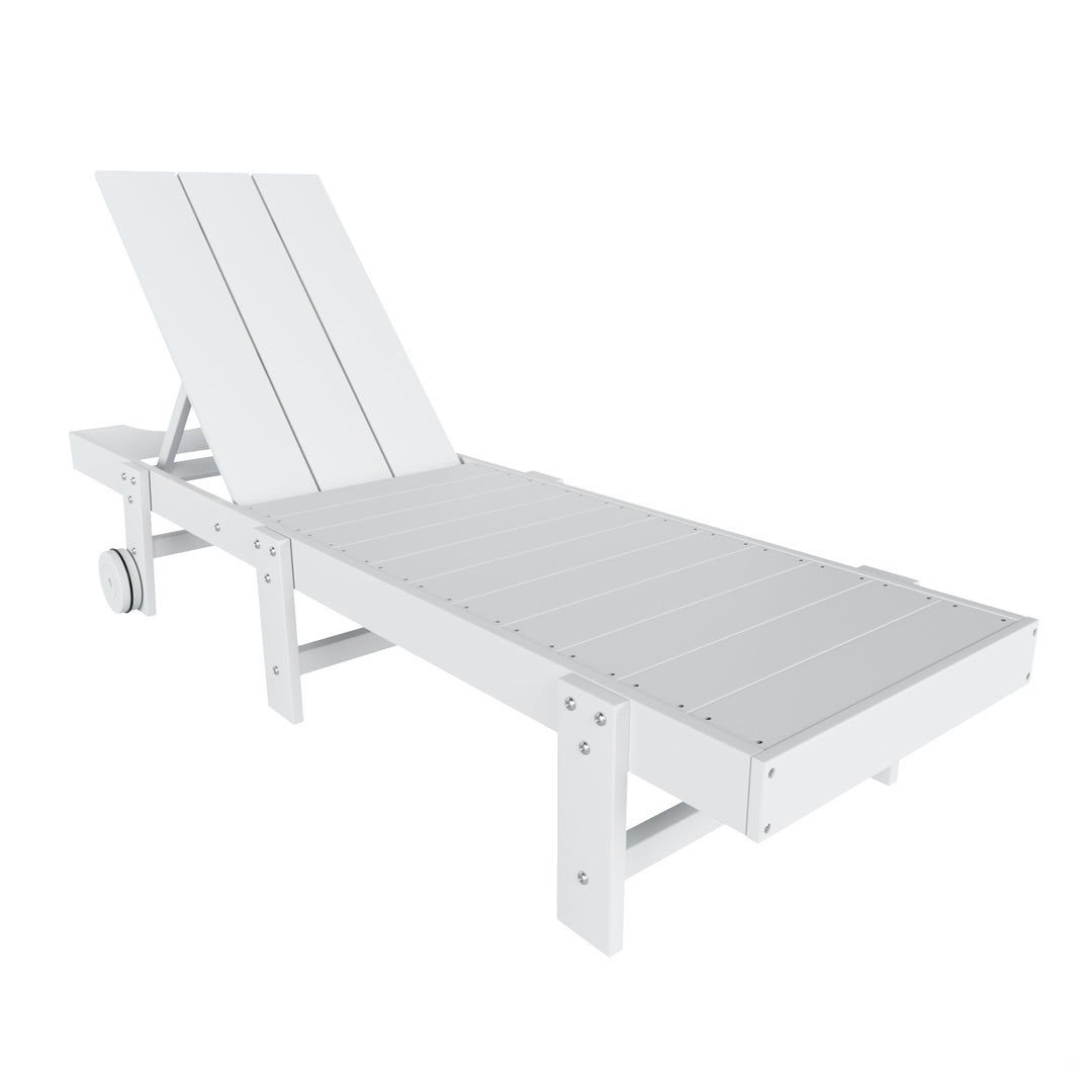 Ashore Modern Poly Reclining Chaise Lounge With Wheels