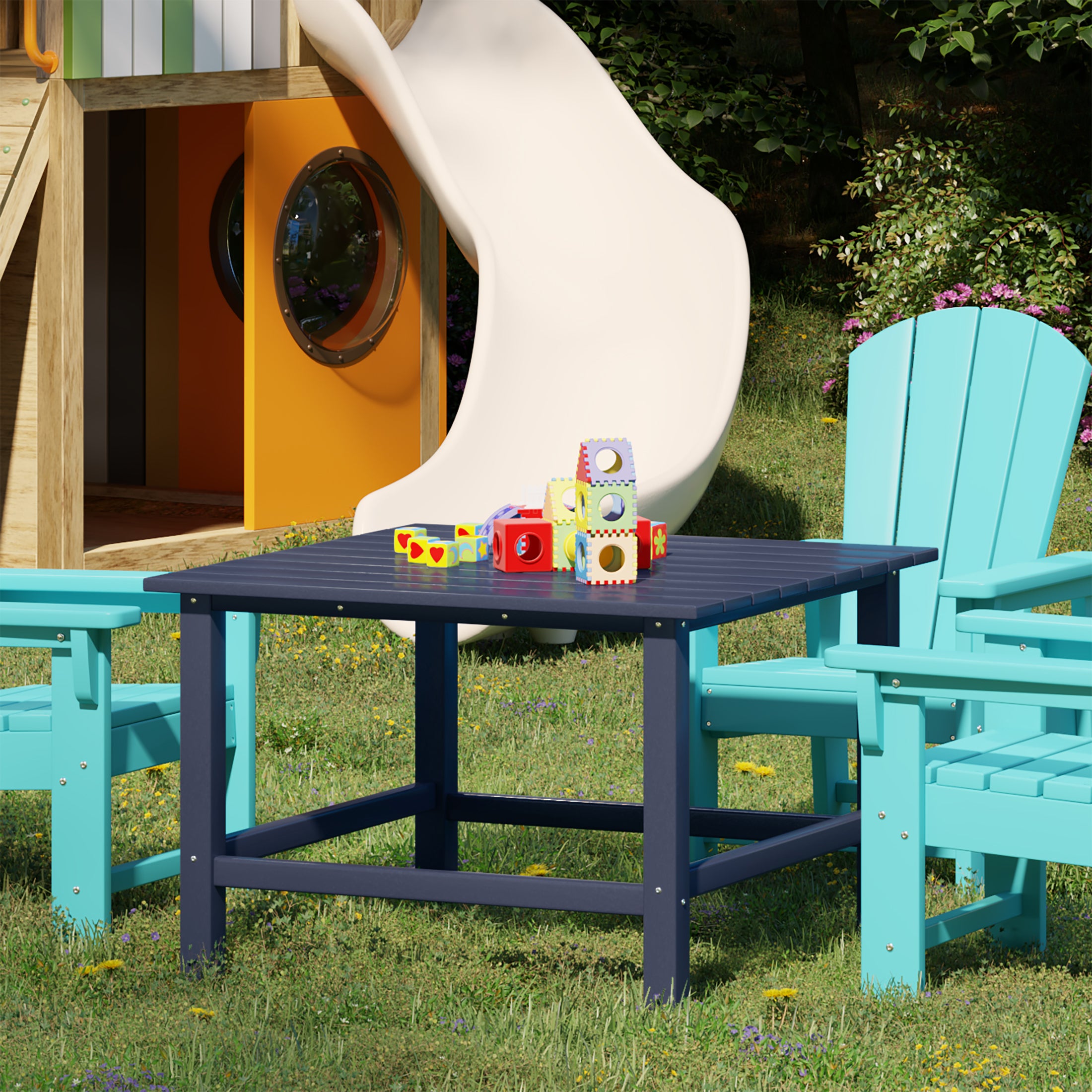Malibu Kids Outdoor Patio Furniture HDPE 30" Wide Square Dining Table