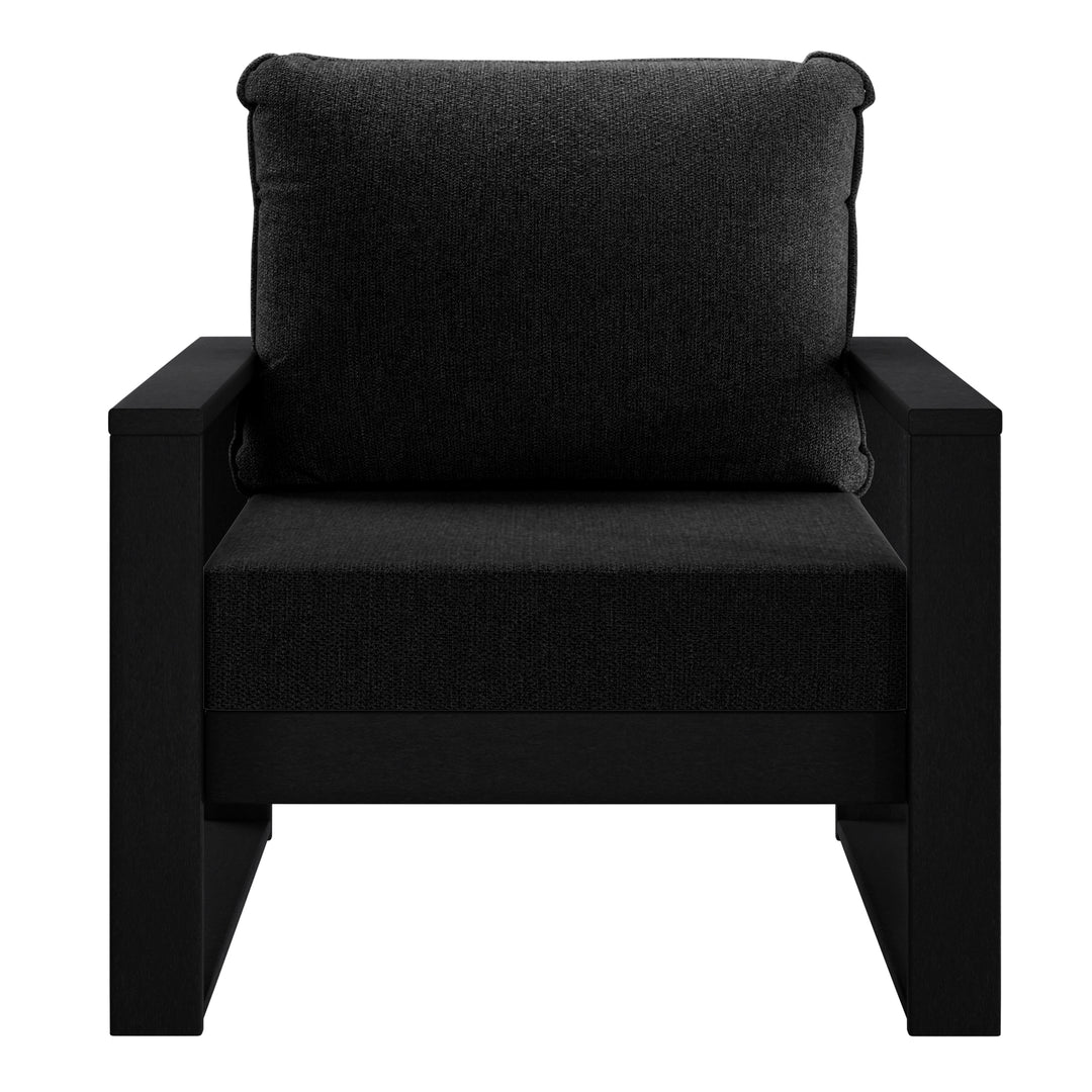 Outdoor Modern HDPE Patio Club Chair with Waterproof Deep Seat Cushions