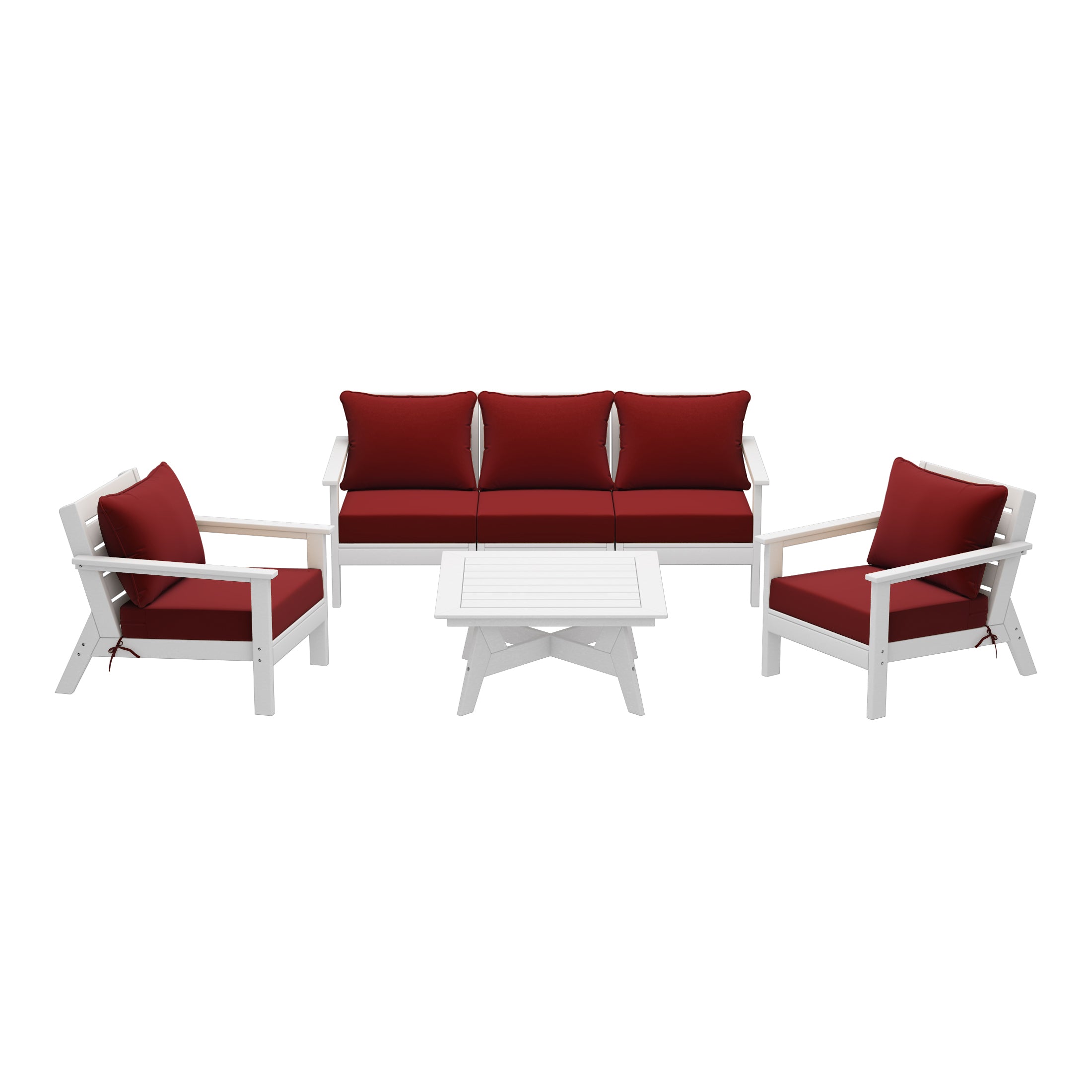 Avalon Outdoor 6-Piece Modular Sectional Patio Furniture Sofa Set in White Frame
