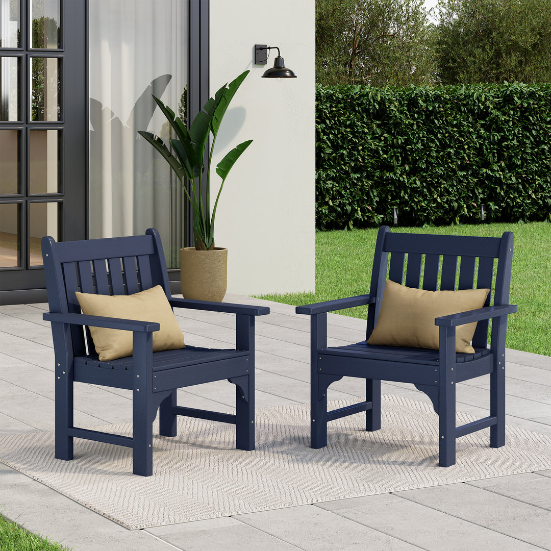 Malibu Outdoor Patio HDPE Adirondack Dining Arm Chairs (Set of 2)