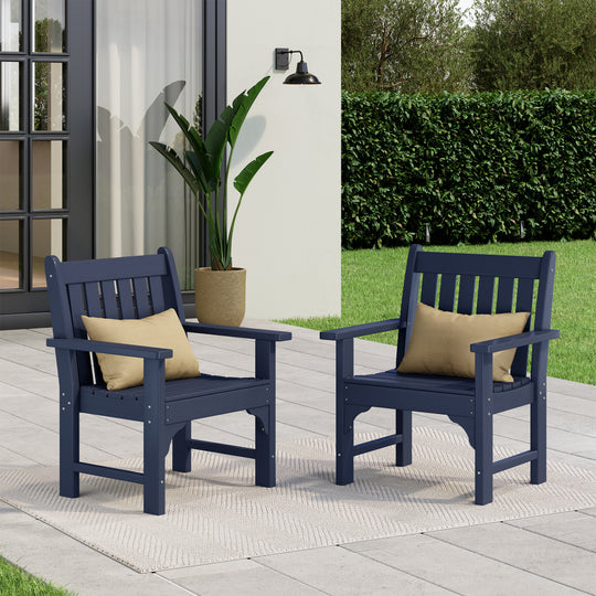 Malibu Outdoor Patio HDPE Adirondack Dining Arm Chairs (Set of 2)