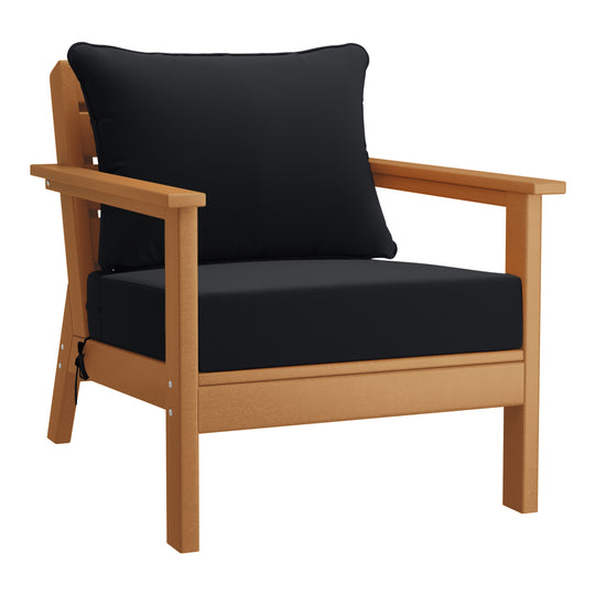Avalon Outdoor Modern HDPE Patio Club Chairs with Deep Seat Cushions (Set of 2)