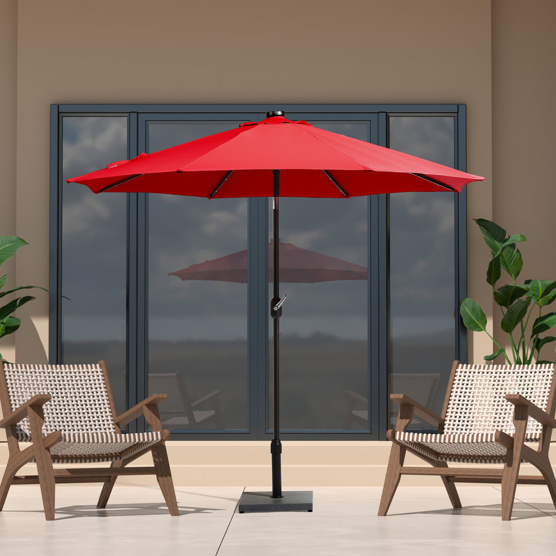 Cyrus 9 ft. Patio Solar Power LED lights Market Umbrella