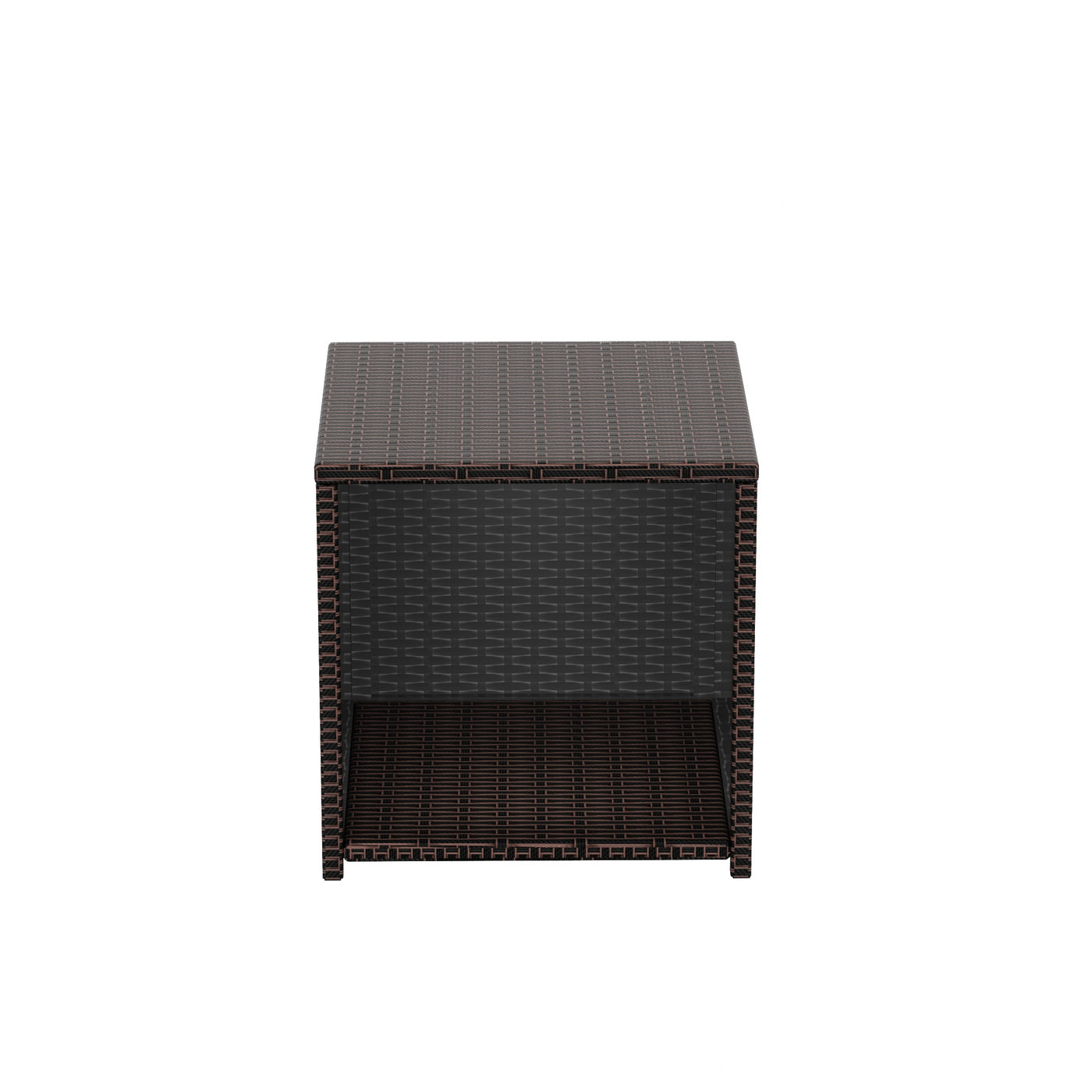 Coastal 2-Piece Wicker Outdoor Storage Ottoman and Square Side Table Set