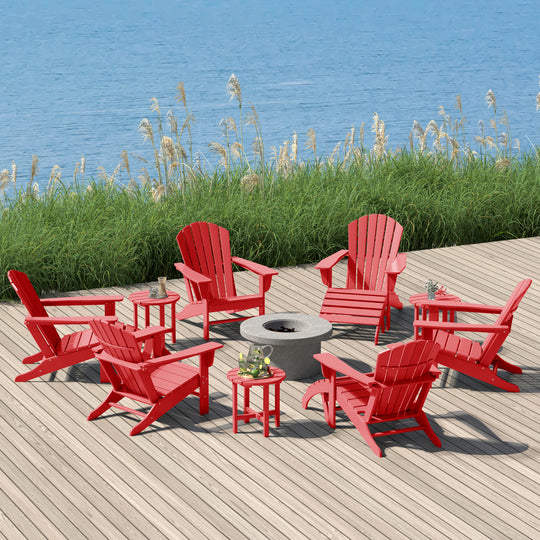 Dylan 12 Piece Outdoor Adirondack Chair With Ottoman And Side Table