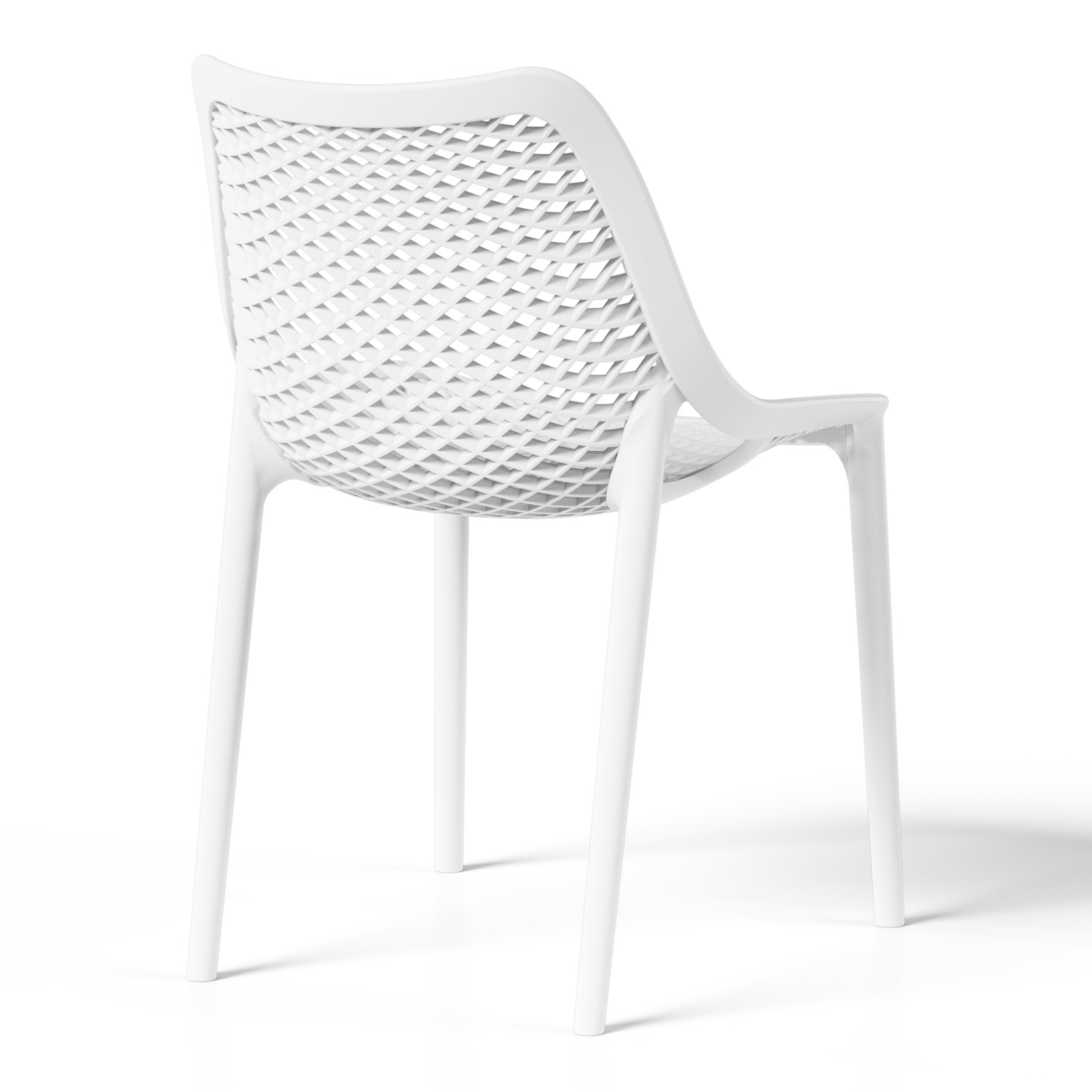 Playa 5-Piece Outdoor Indoor Round Metal Dining Table Set And Stackable Resin Patio Dining Side Chairs
