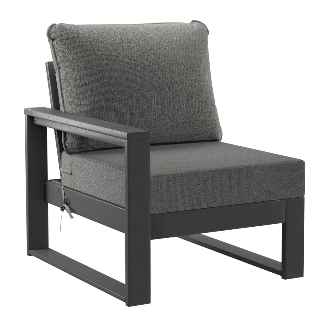 Montara 8-Piece Modern HDPE Outdoor Patio Furniture Conversation Set with Coffee Table and Ottomans