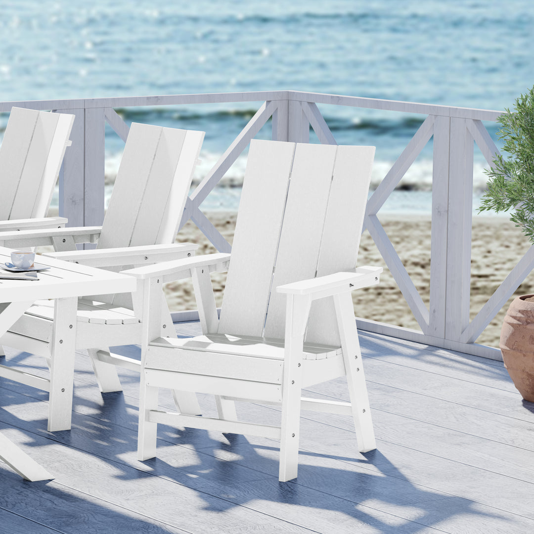 Ashore Outdoor Patio HDPE Plastic Modern Adirondack Dining Chair