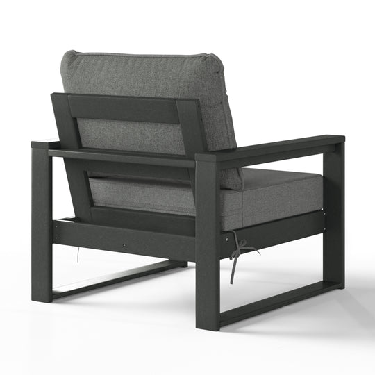 Outdoor Modern HDPE Patio Club Chair with Waterproof Deep Seat Cushions