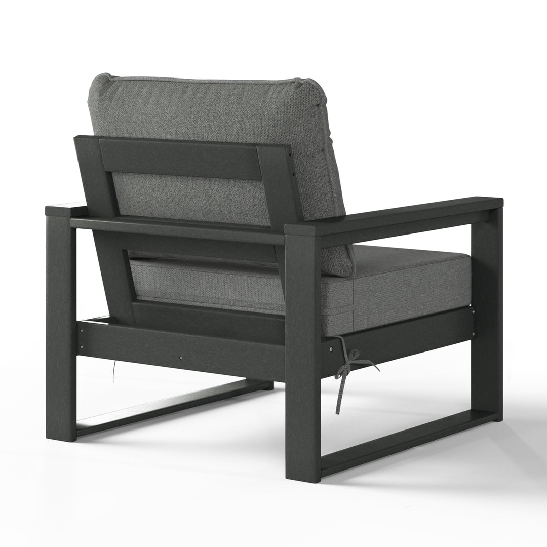 Montara Outdoor Modern HDPE Patio Club Chair with Waterproof Deep Seat Cushions (Set of 2)
