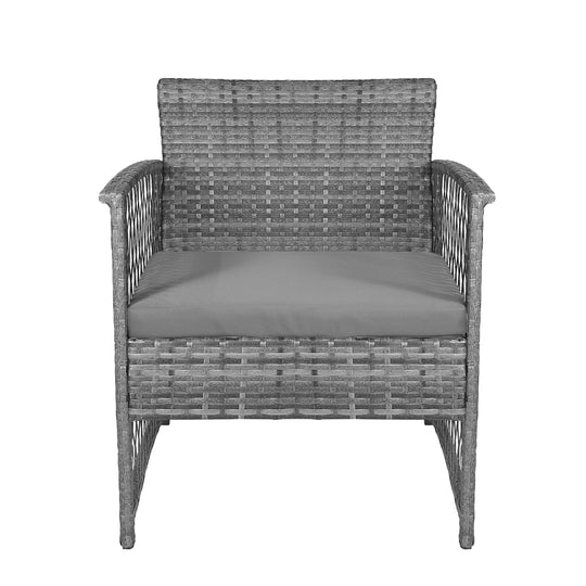 Melvi 3-Piece Outdoor Patio Wicker Conversation Set, Gray