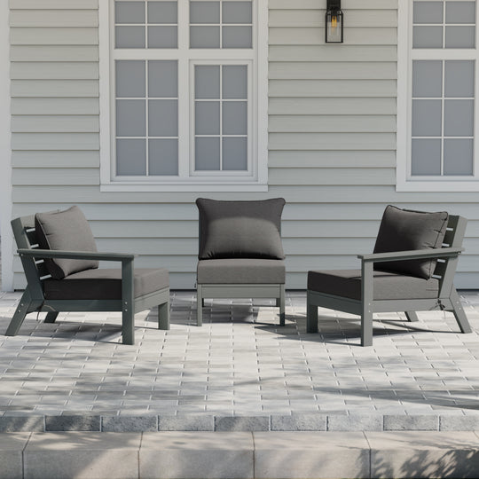 Avalon Outdoor Patio HDPE Sectional Sofa with Patio Cushions