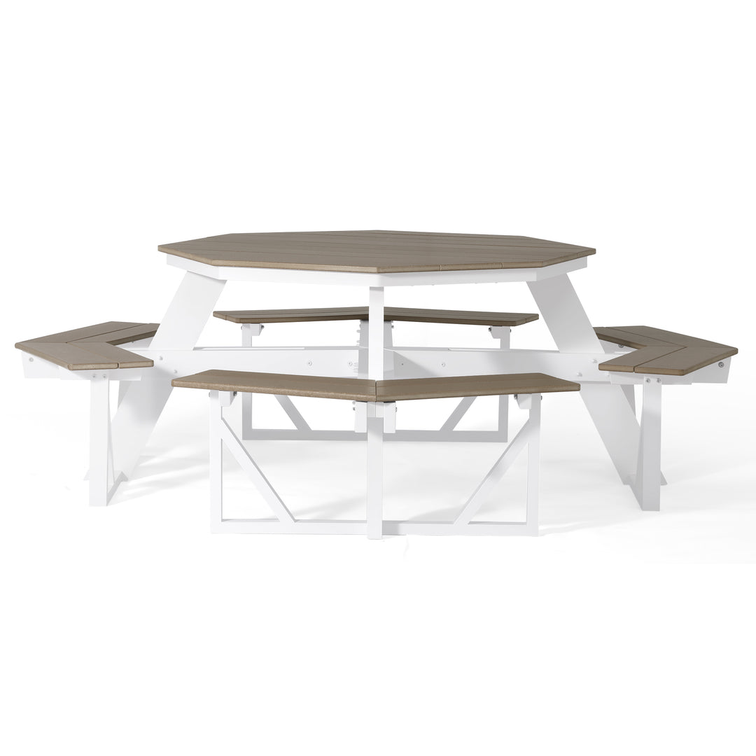 Greenville Outdoor 48" HDPE 8-Person Patio Octagon Picnic Table