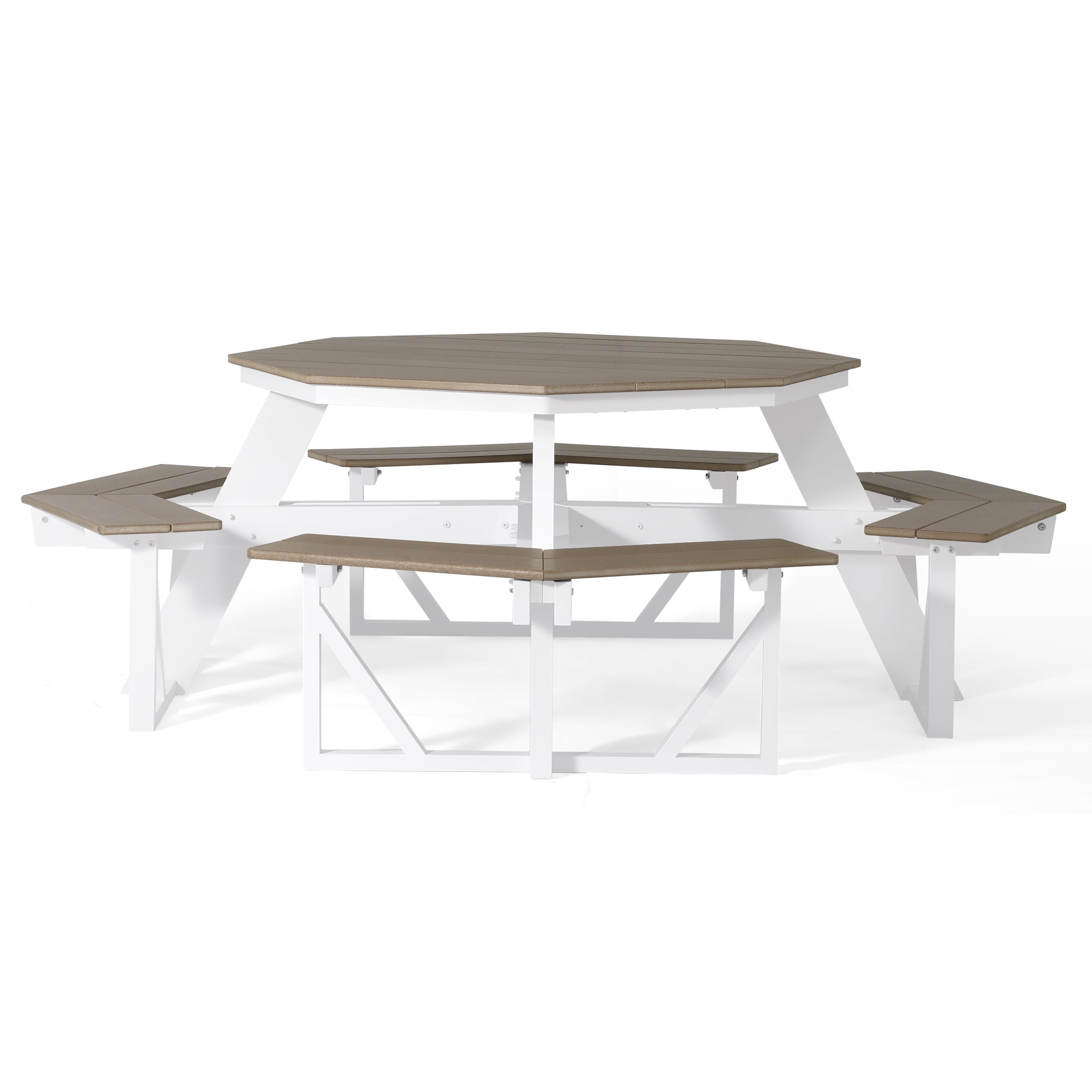 Greenville Outdoor 48" HDPE 8-Person Patio Octagon Picnic Table