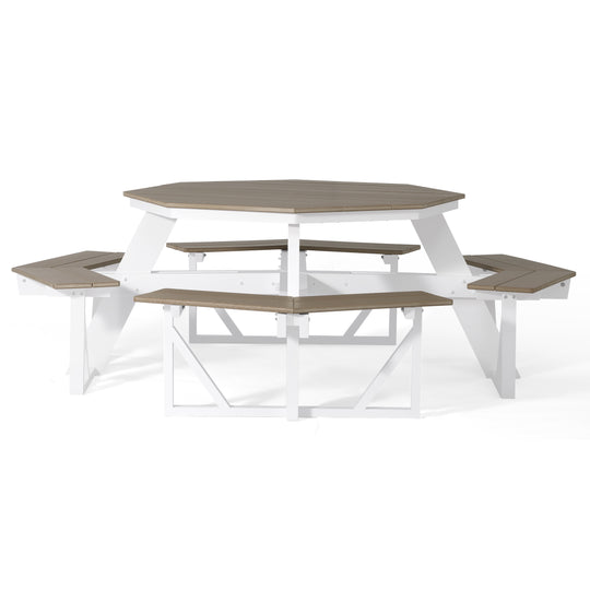 Greenville Outdoor 48" HDPE 8-Person Patio Octagon Picnic Table