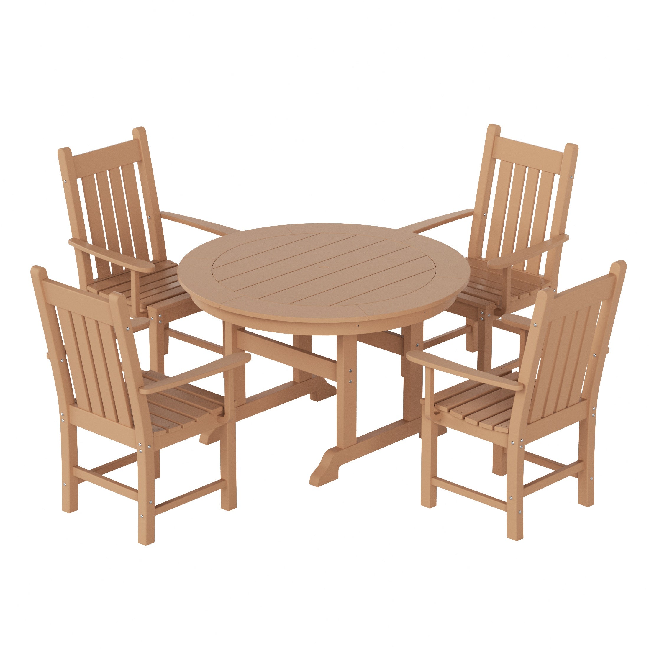 Malibu 5 Piece Outdoor Patio Dining Set Outdoor Round Table and Armchair Set