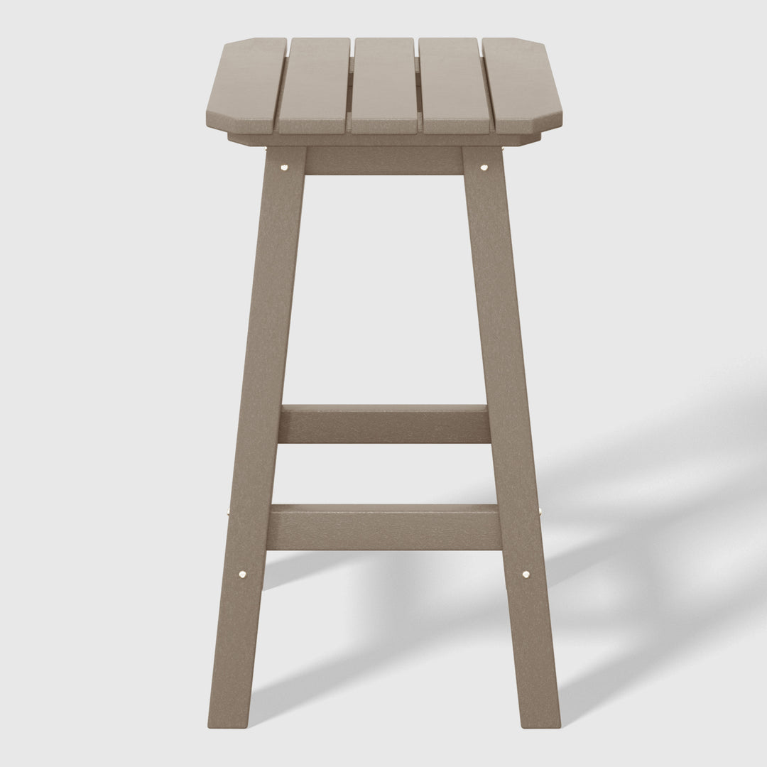 Malibu 24" HDPE Outdoor Patio Counter High Backless Square Bar Stool