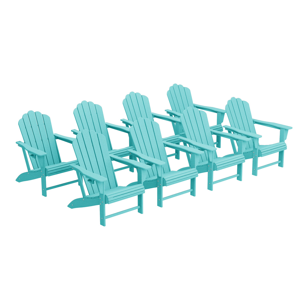 Highland Outdoor Patio HDPE Adirondack Chairs With Cup Holders (Set of 8)