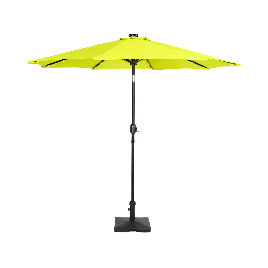 Cyrus 9 ft. Patio Solar Power LED Market Umbrella with Concrete Weight Base