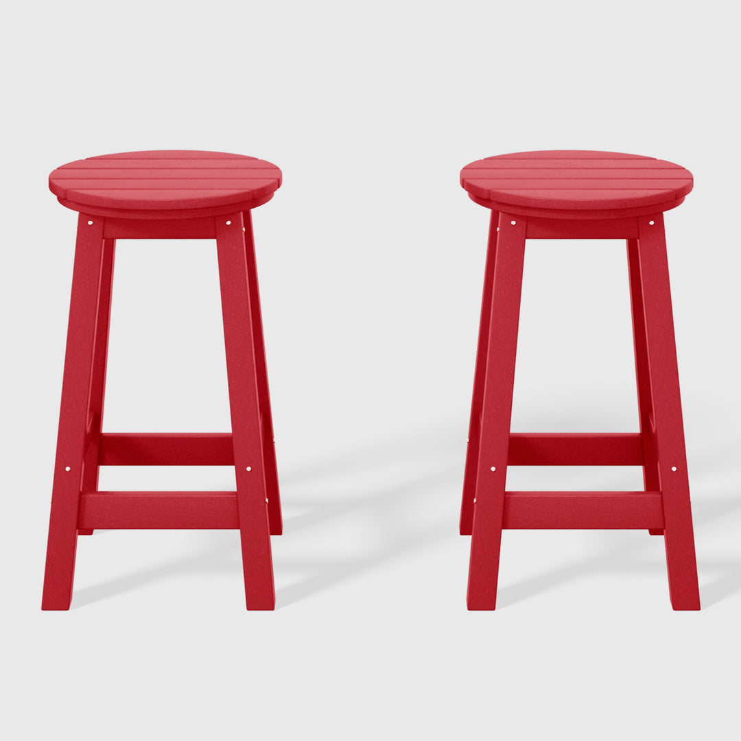 Malibu 24" HDPE Outdoor Patio Round Counter Height Bar Stool (Set of 2)