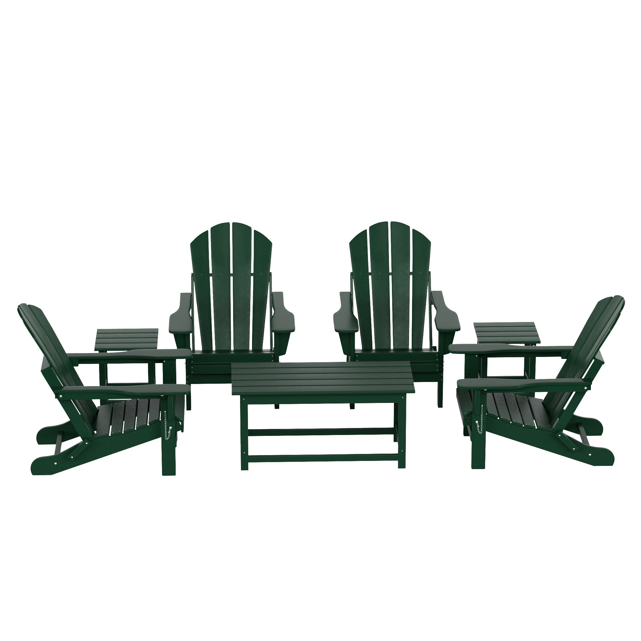 Malibu 7-Piece set Outdoor / Patio Adirondack chairs with a Coffee and t side tables ( 4 seater )