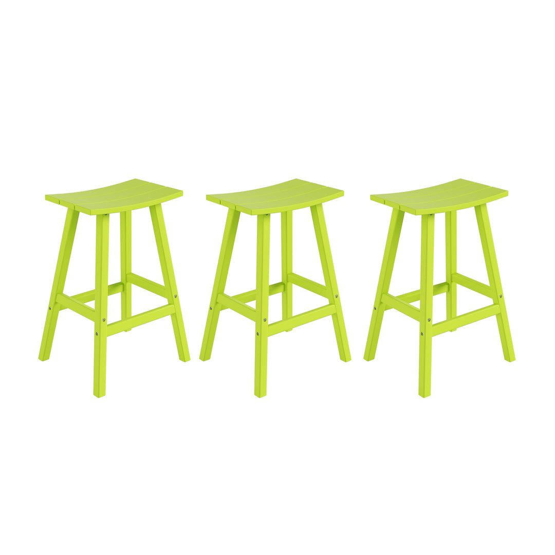 Malibu 29" HDPE Outdoor Patio Bar Height Bar Stools (Set of 3)