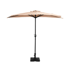 Lanai 9 ft. Aluminum Half Market Crank Lift Patio Umbrella with Base