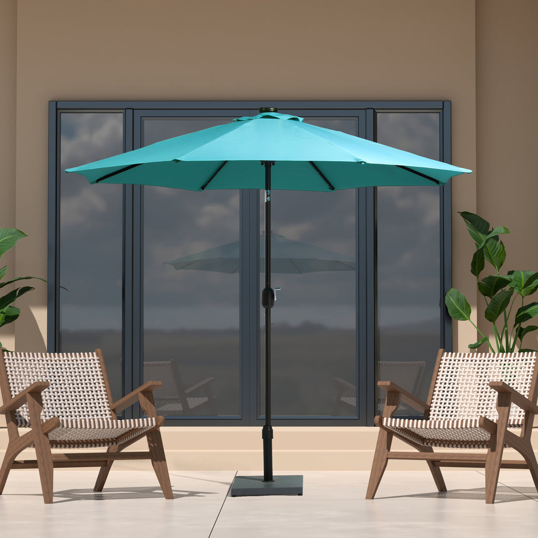 Cyrus 9 ft. Patio Solar Power LED lights Market Umbrella